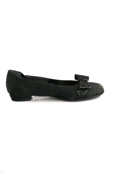 Casa Couture Anastasia Black Satin Flats
