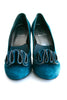 Casa Couture Antoinette Teal Suede Heels