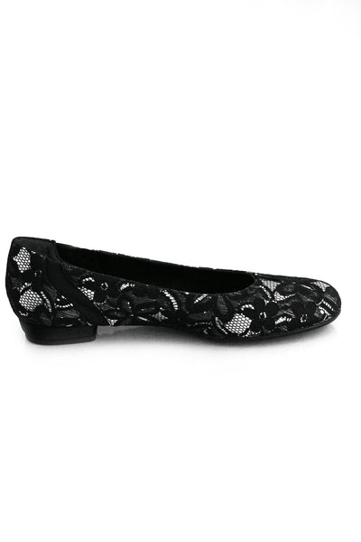 Casa Couture Sofia Black White Lace Flats