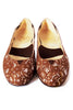 Casa Couture Sofia Brown Lace Flats