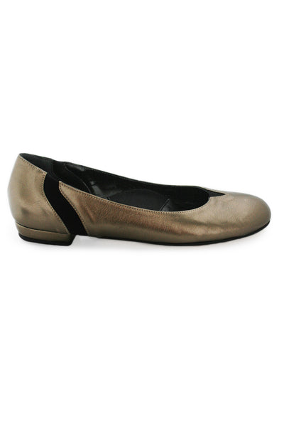Casa Couture Sofia Gold Leather Flats