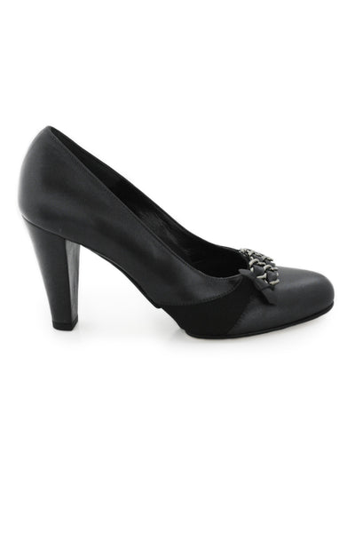 Casa Couture Victoria Black Leather Heels