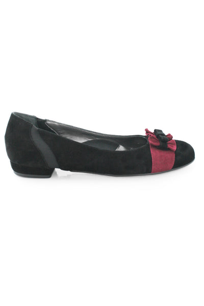 Casa Couture Diana Black Magenta Suede Flats