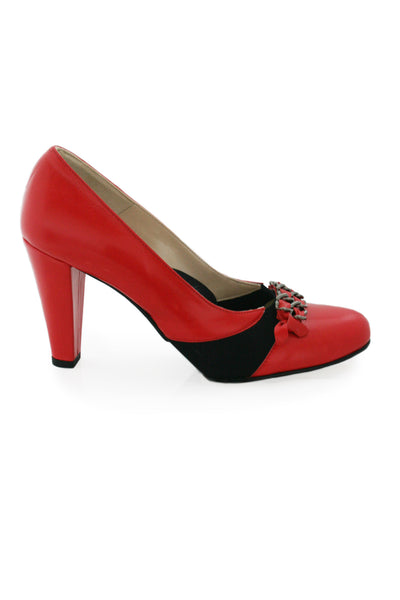 Casa Couture Victoria Red Leather Heels