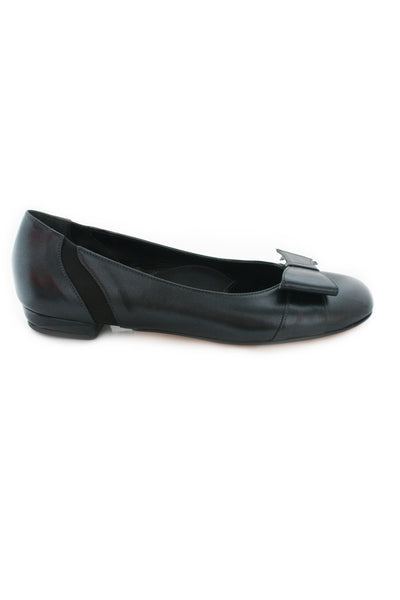 Casa Couture Anastasia Black Leather Flats